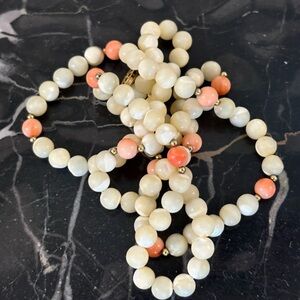 Salmon, Crème, Coral Beaded Necklace